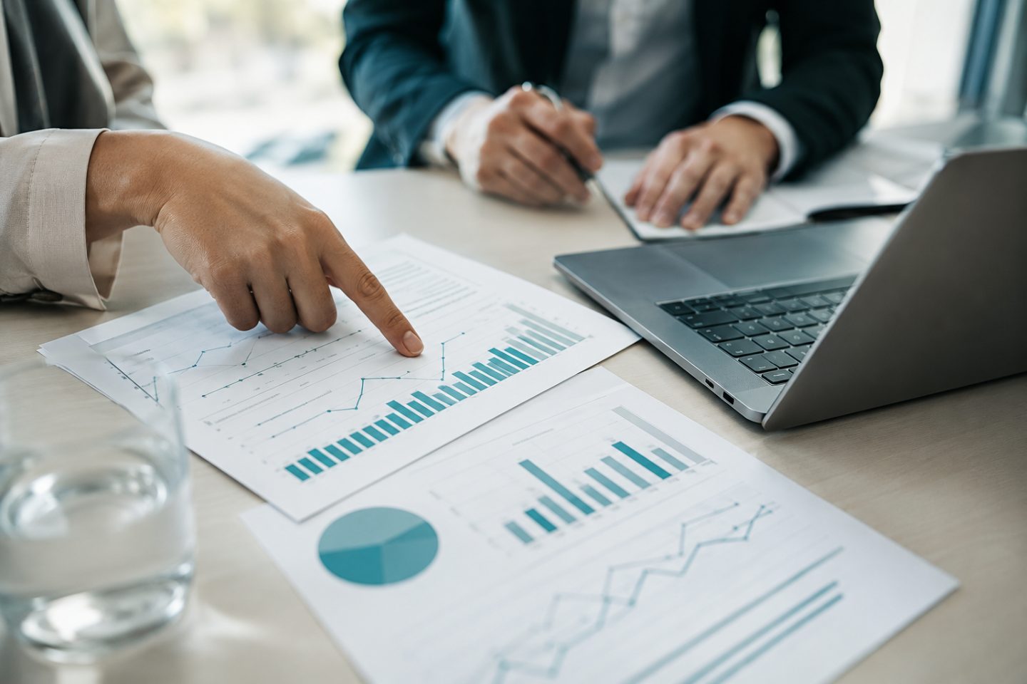 Performance charts on a desk